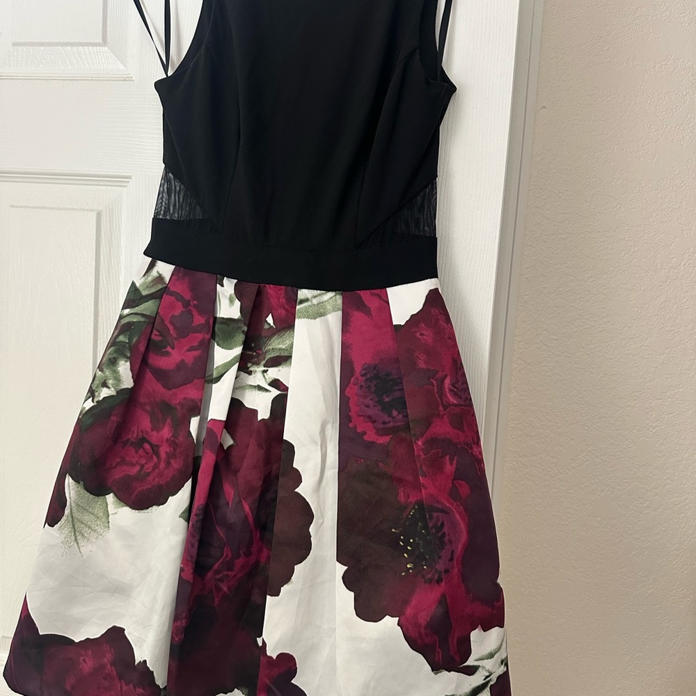 Floral Black and Red Dress